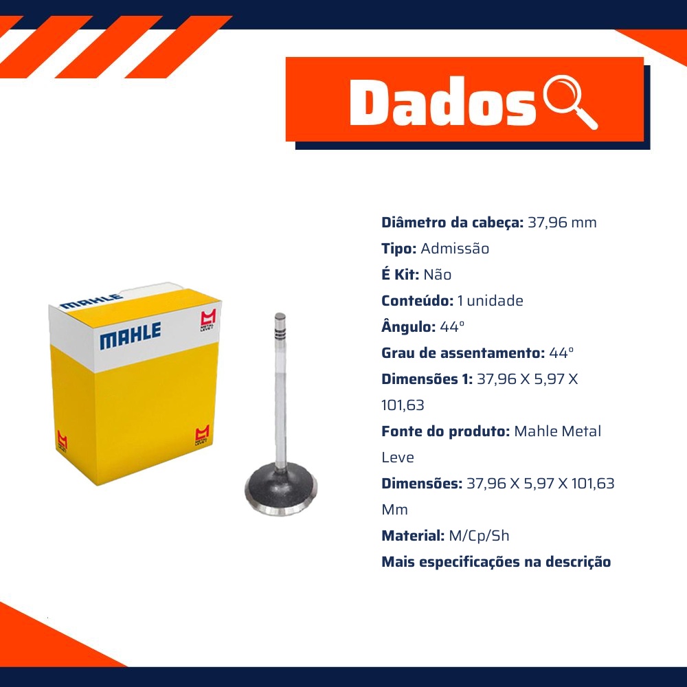 Válvula de Admissão - Mahle Metal Leve - VA0251614 STD