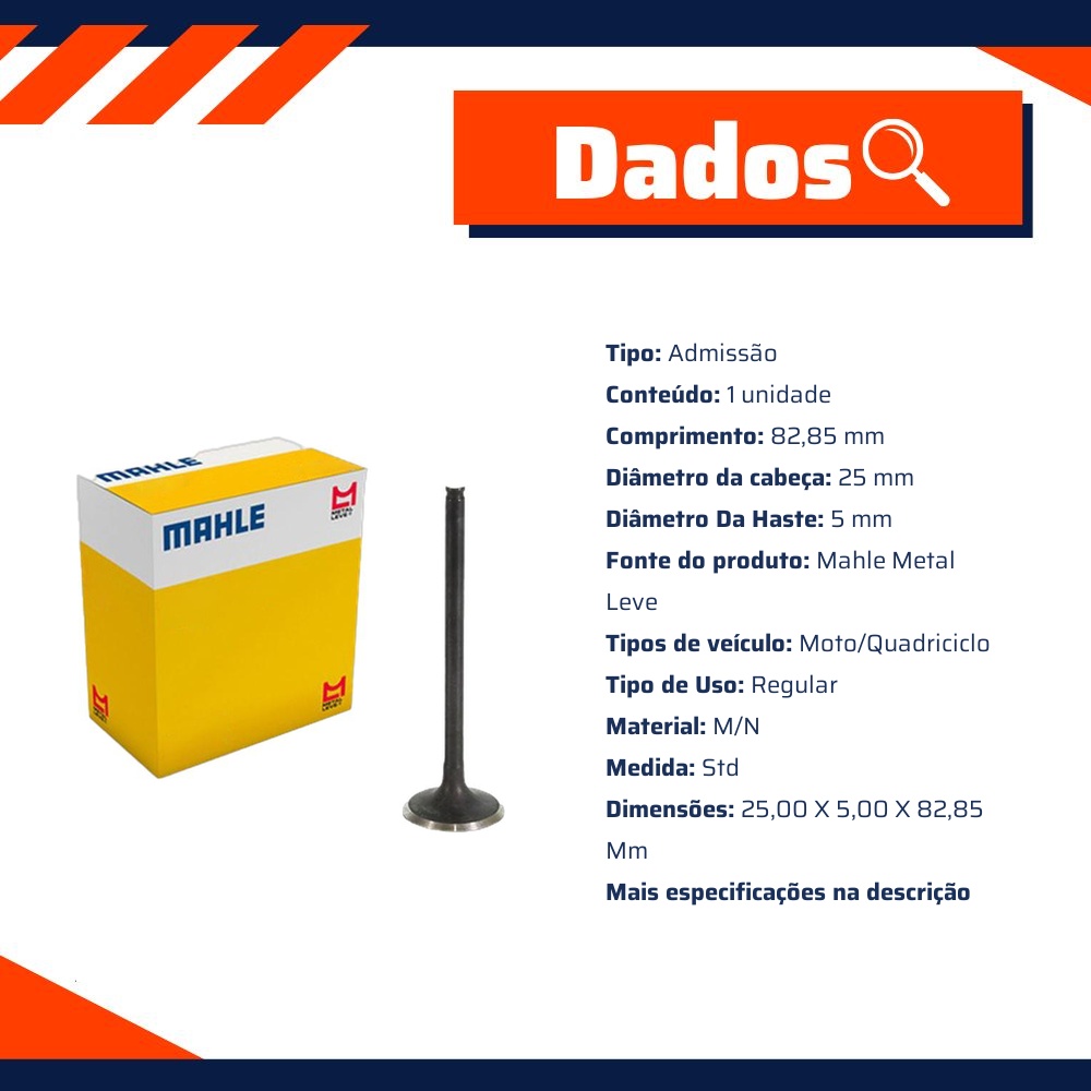 Kit 4 Válvula de Admissão para Honda CB 250 Twister - Mahle Metal Leve - VA0511744 STD