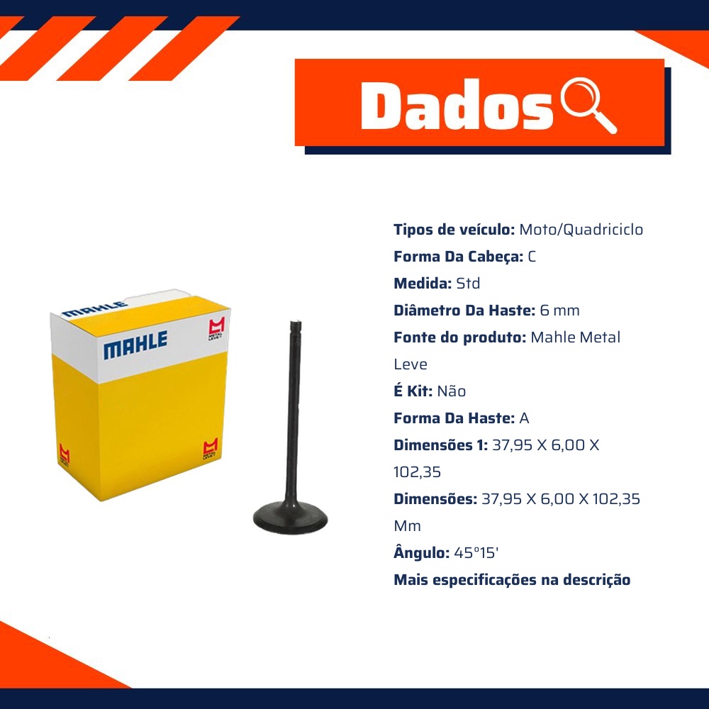 Kit 4 Válvula de Admissão para Yamaha XT 660 R e XT 660 Z TÉNÉRÉ - Mahle Metal Leve - VA0521736 STD