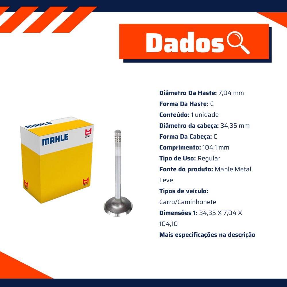 Válvula de Admissão - Mahle Metal Leve - VA0590172 STD