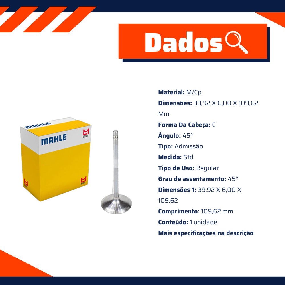 Válvula de Admissão - Mahle Metal Leve - VA0591473 STD