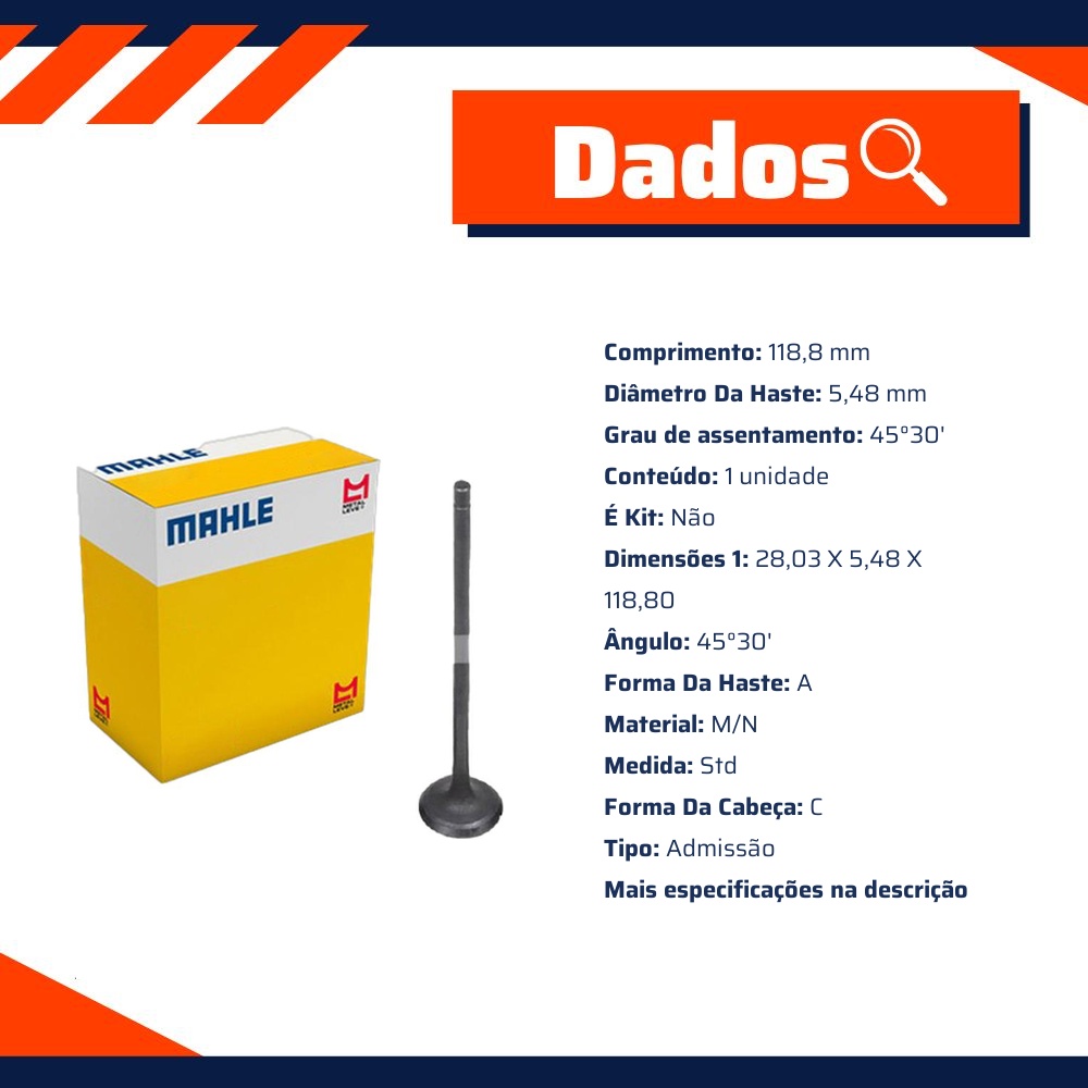 Válvula de Admissão - Mahle Metal Leve - VA5511554 STD