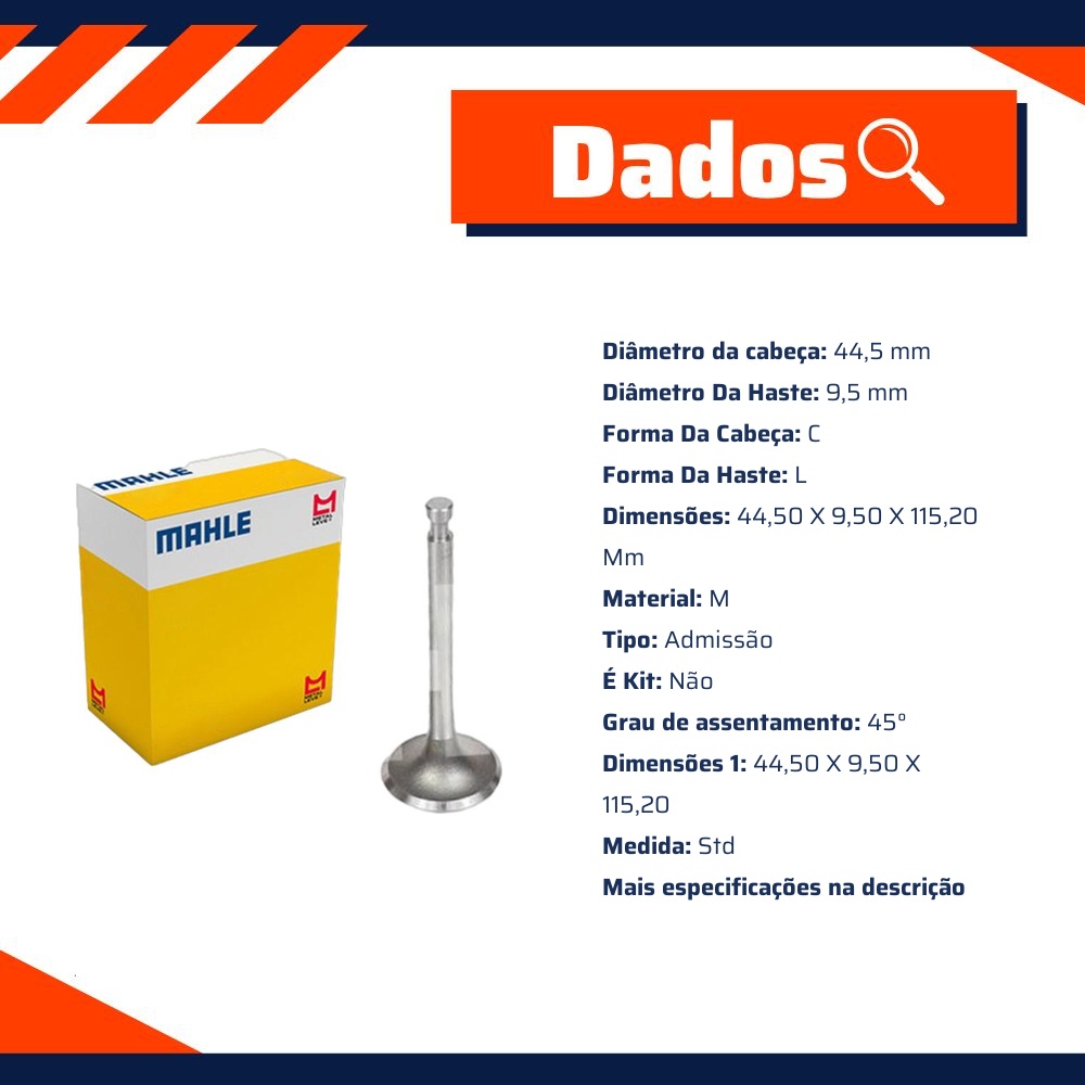 Válvula de Admissão - Mahle Metal Leve - VA0230119 STD