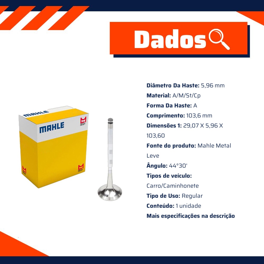 Válvula de Escape - Mahle Metal Leve - VE0441603 STD