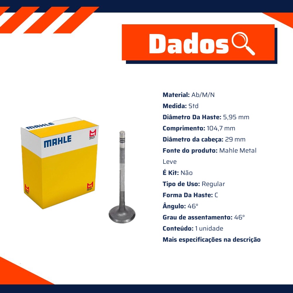 Válvula de Escape - Mahle Metal Leve - VE0141576 STD