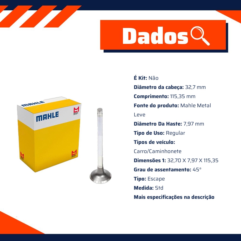 Válvula de Escape - Mahle Metal Leve - VE0180396 STD