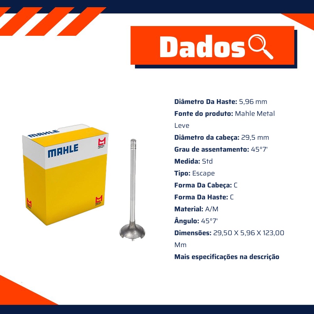 Válvula de Escape para Renault Master - Mahle Metal Leve - VE0181484 STD