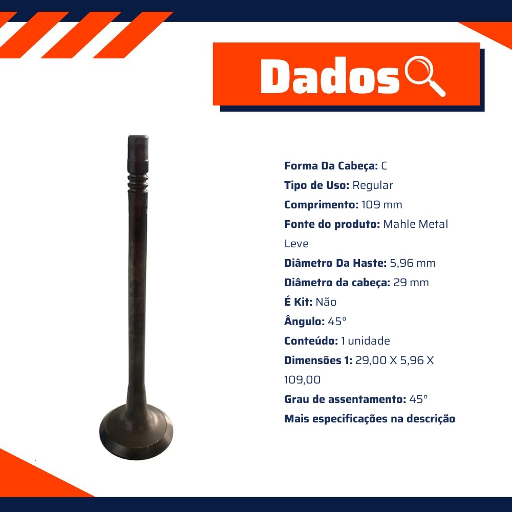 Kit 4 Válvula de Escape - Mahle Metal Leve - VE0181731 STD