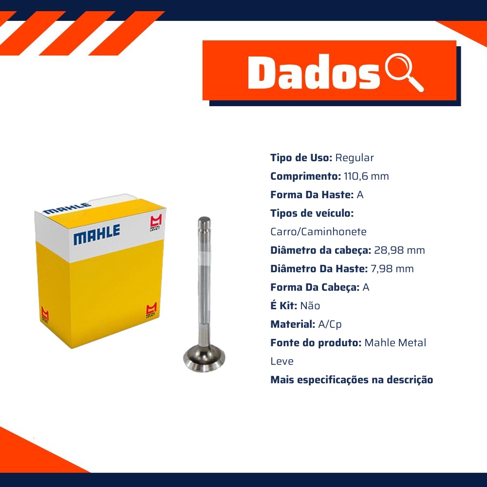 Válvula de Escape - Mahle Metal Leve - VE0250001 STD