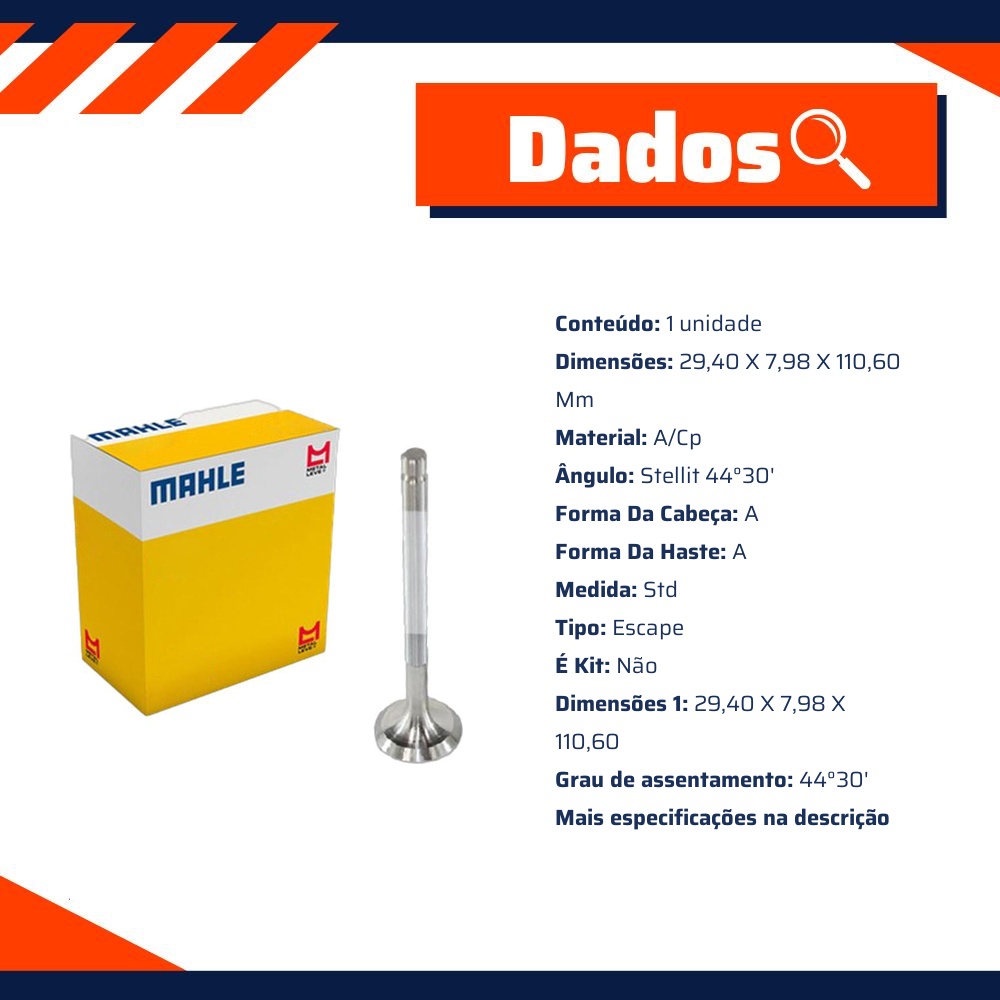 Válvula de Escape - Mahle Metal Leve - VE0250019 STD