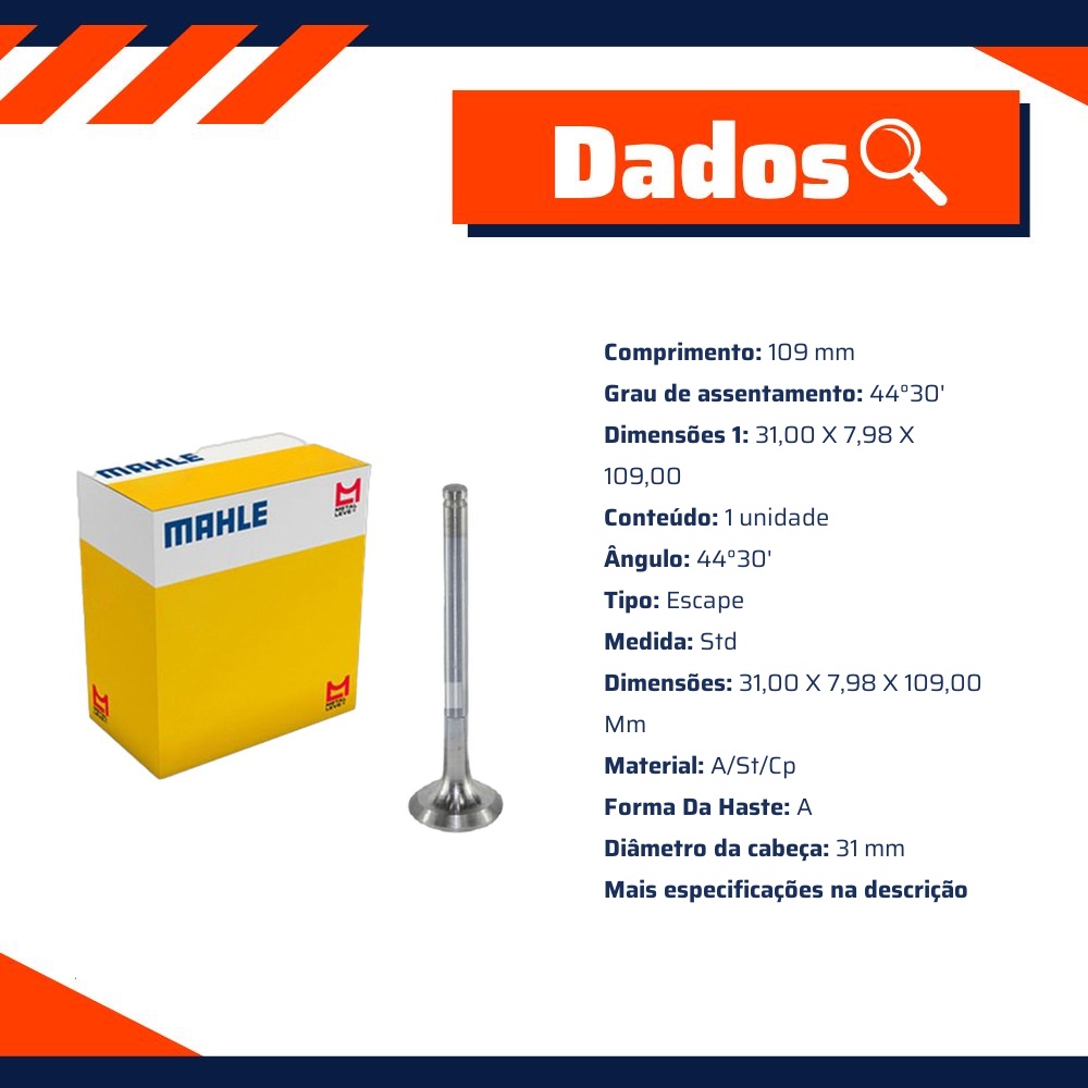 Válvula de Escape - Mahle Metal Leve - VE0250053 STD