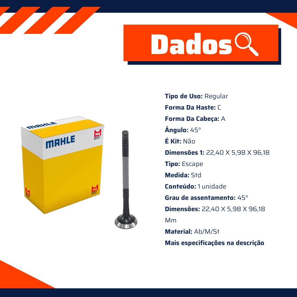Válvula de Escape - Mahle Metal Leve - VE0250163 STD