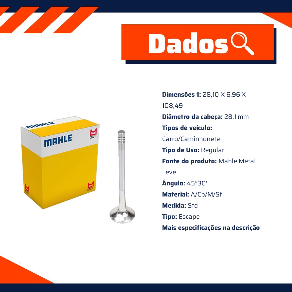 Válvula de Escape - Mahle Metal Leve - VE0250169 STD
