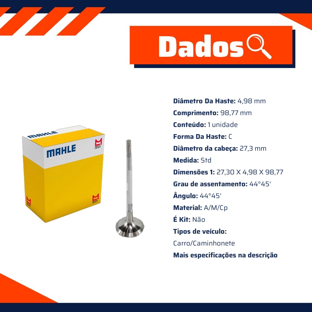 Válvula de Escape - Mahle Metal Leve - VE0250272 STD