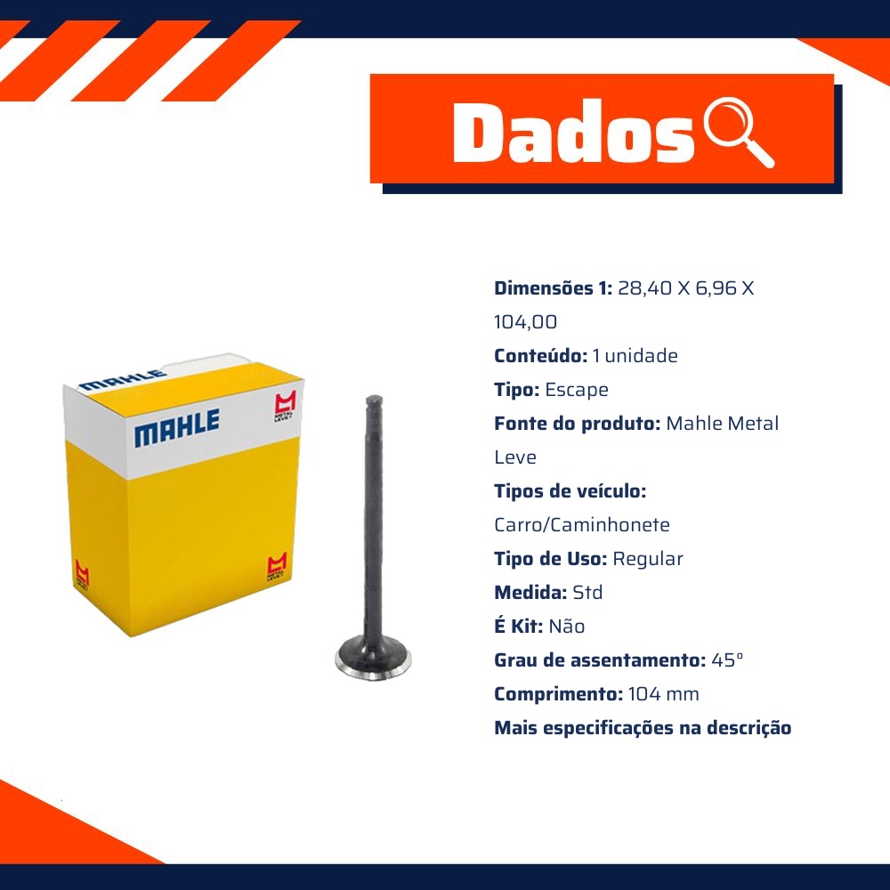 Válvula de Escape - Mahle Metal Leve - VE0480251 STD