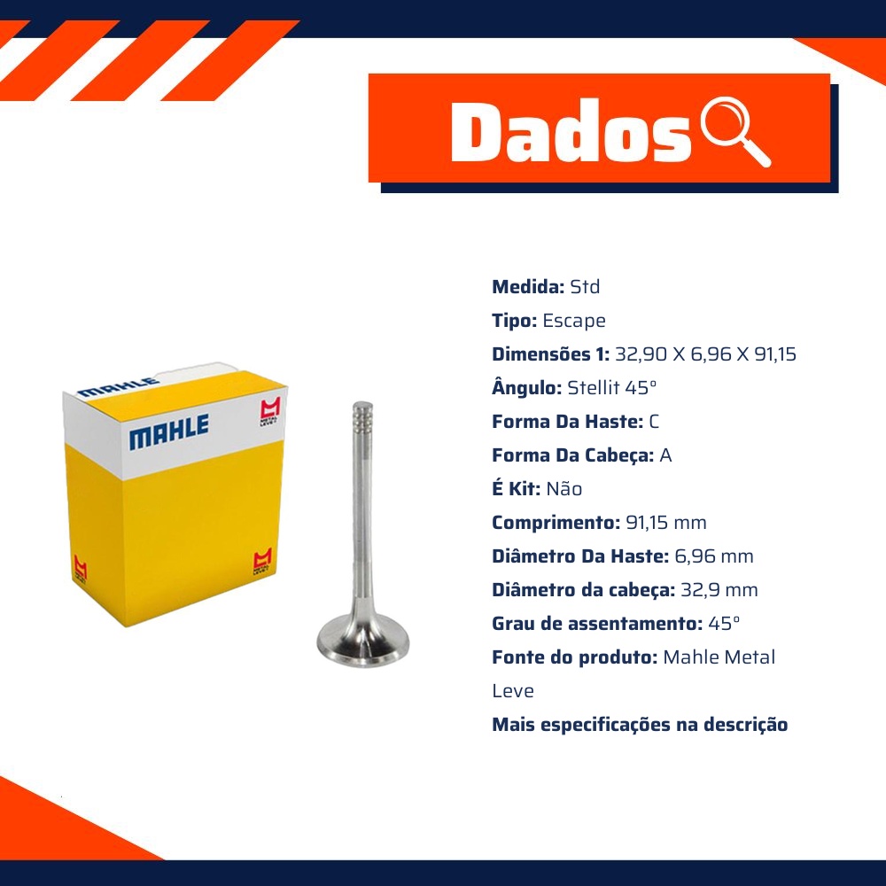 Válvula de Escape - Mahle Metal Leve - VE0700087 STD