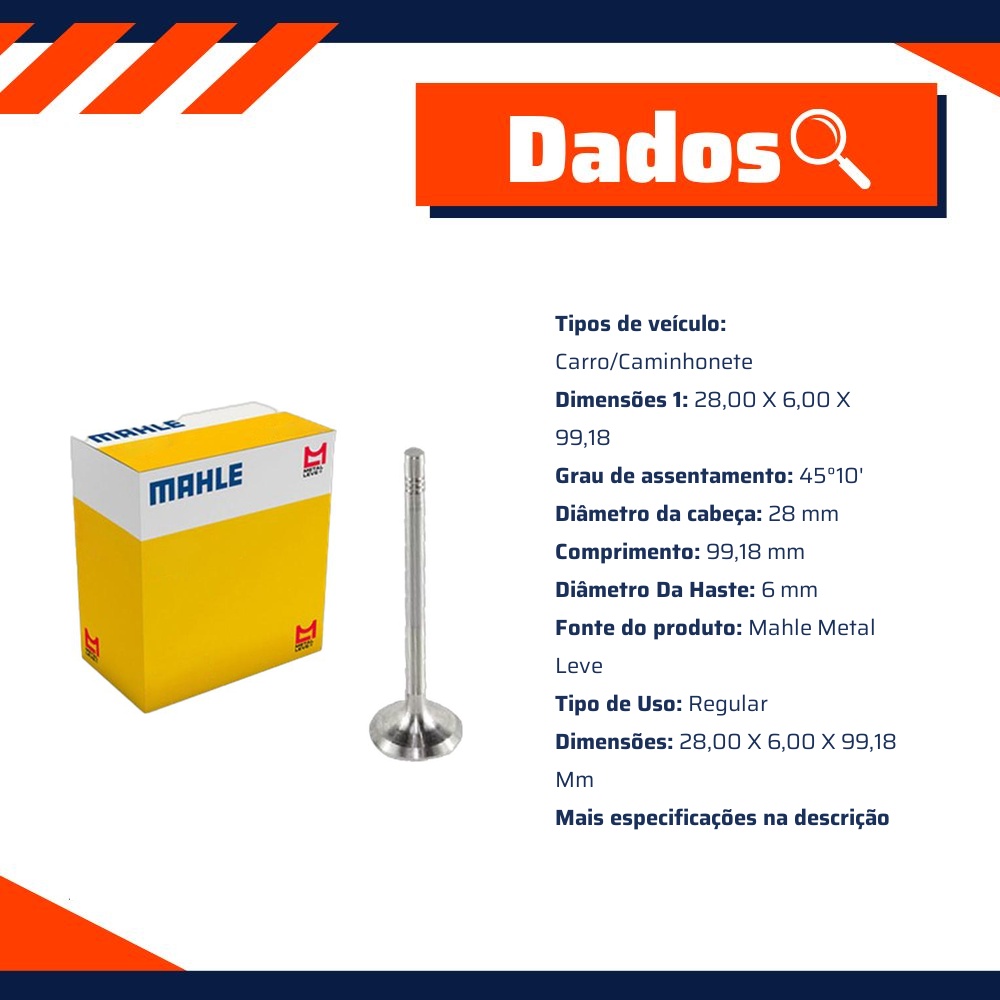 Válvula de Escape - Mahle Metal Leve - VE0700268 STD