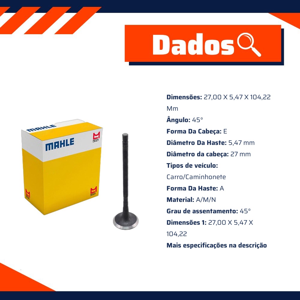 Kit 4 Válvula de Escape - Mahle Metal Leve - VE2081729 STD