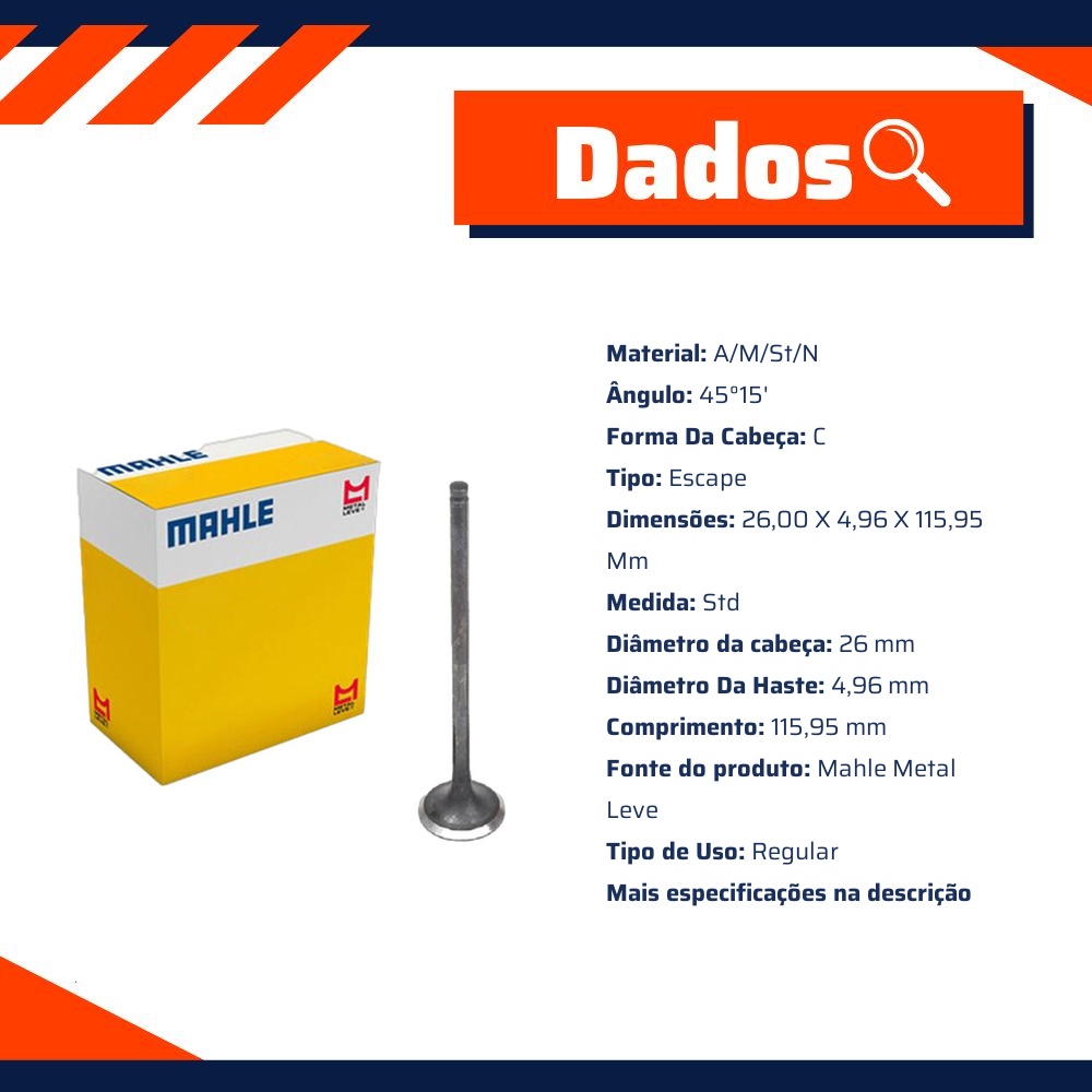 Válvula de Escape para Honda Civic - Mahle Metal Leve - VE5511569 STD