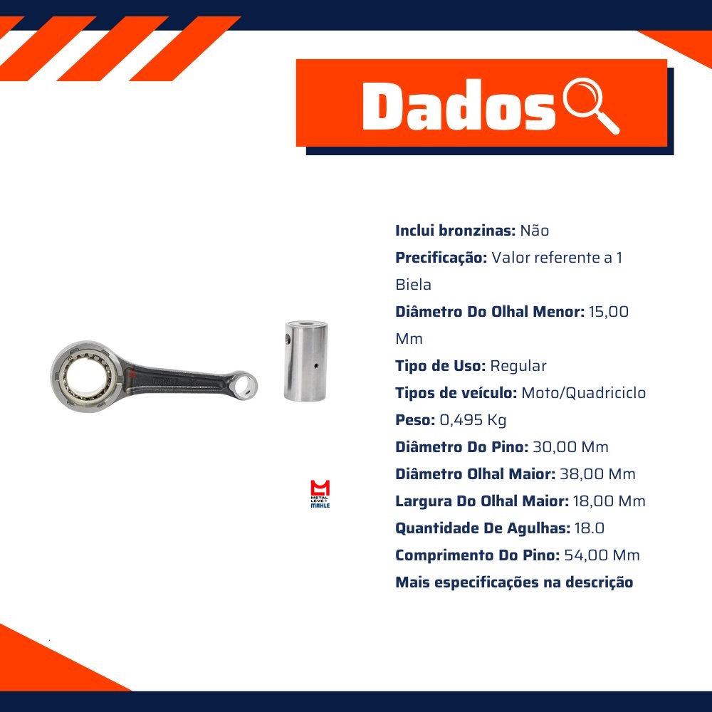 Biela para Honda CRF 230F - Mahle Metal Leve - BL-9755