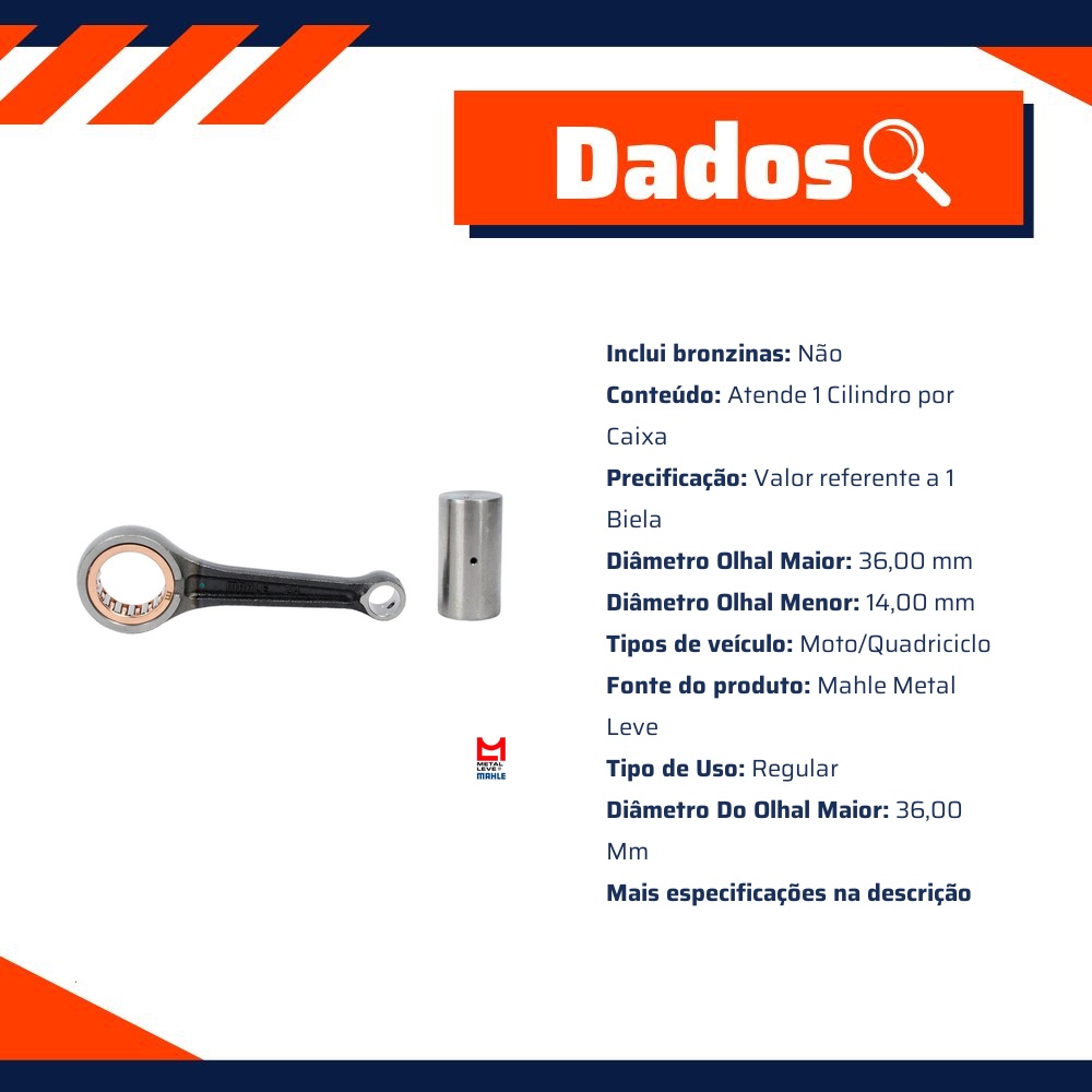 Biela para Suzuki Intruder 125 - Mahle Metal Leve - BL-9823