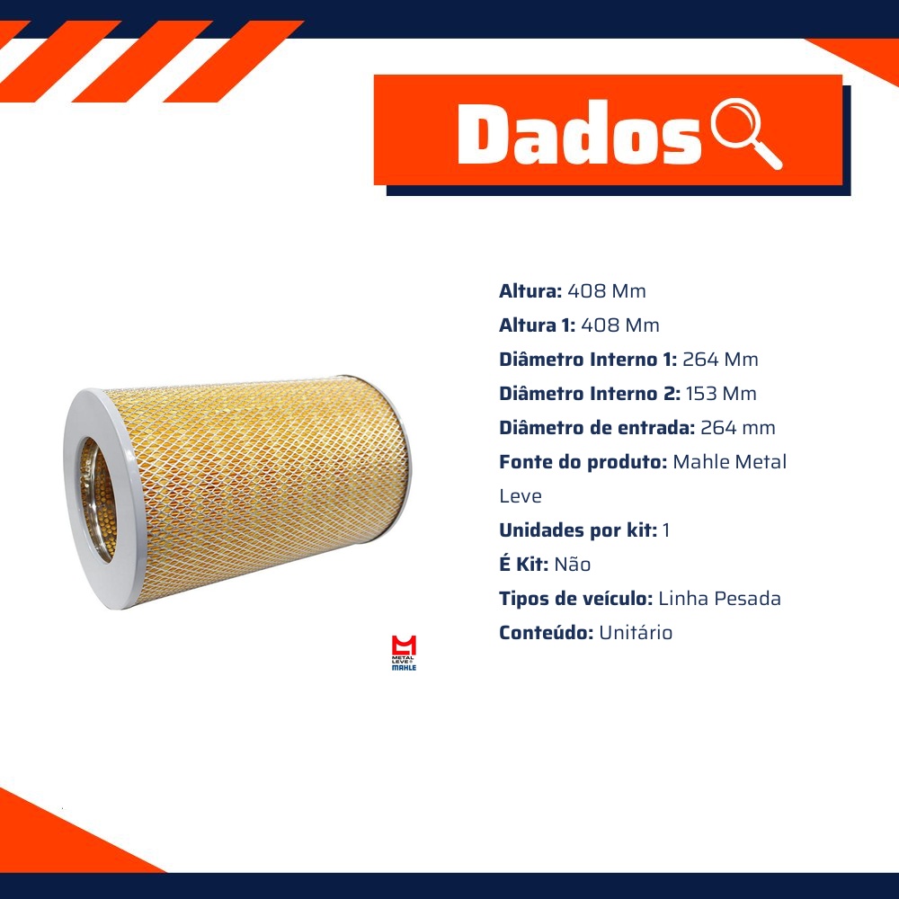 Filtro de Ar do Motor - Mahle Metal Leve - LX1056
