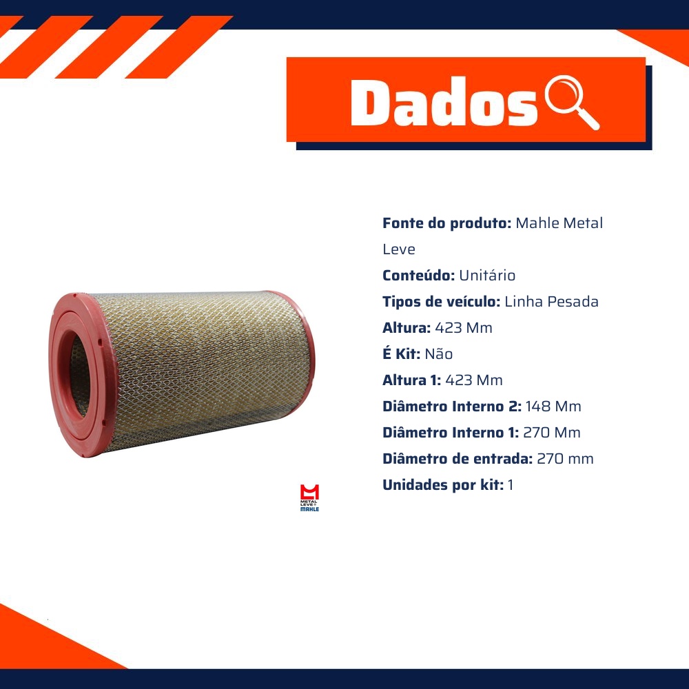 Filtro de Ar do Motor - Mahle Metal Leve - LX1070