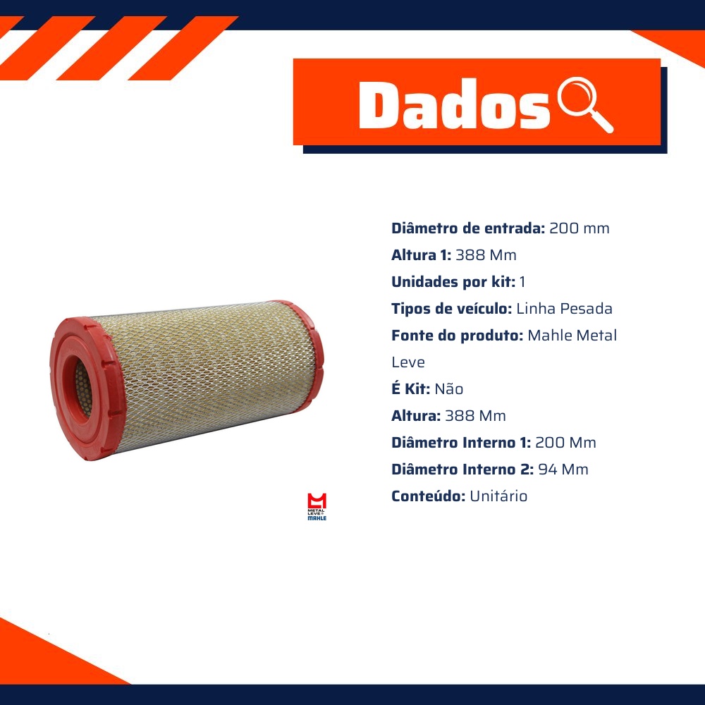 Filtro de Ar do Motor - Mahle Metal Leve - LX1093