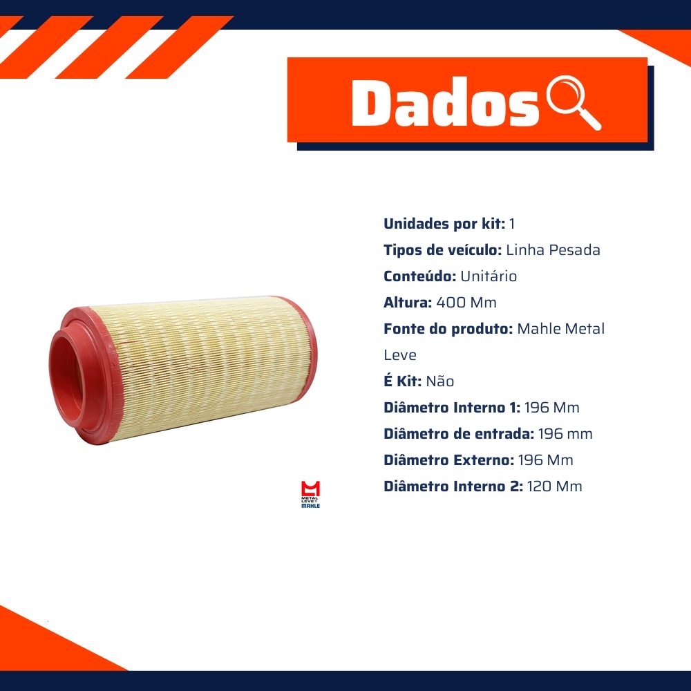 Filtro de Ar do Motor - Mahle Metal Leve - LX1314