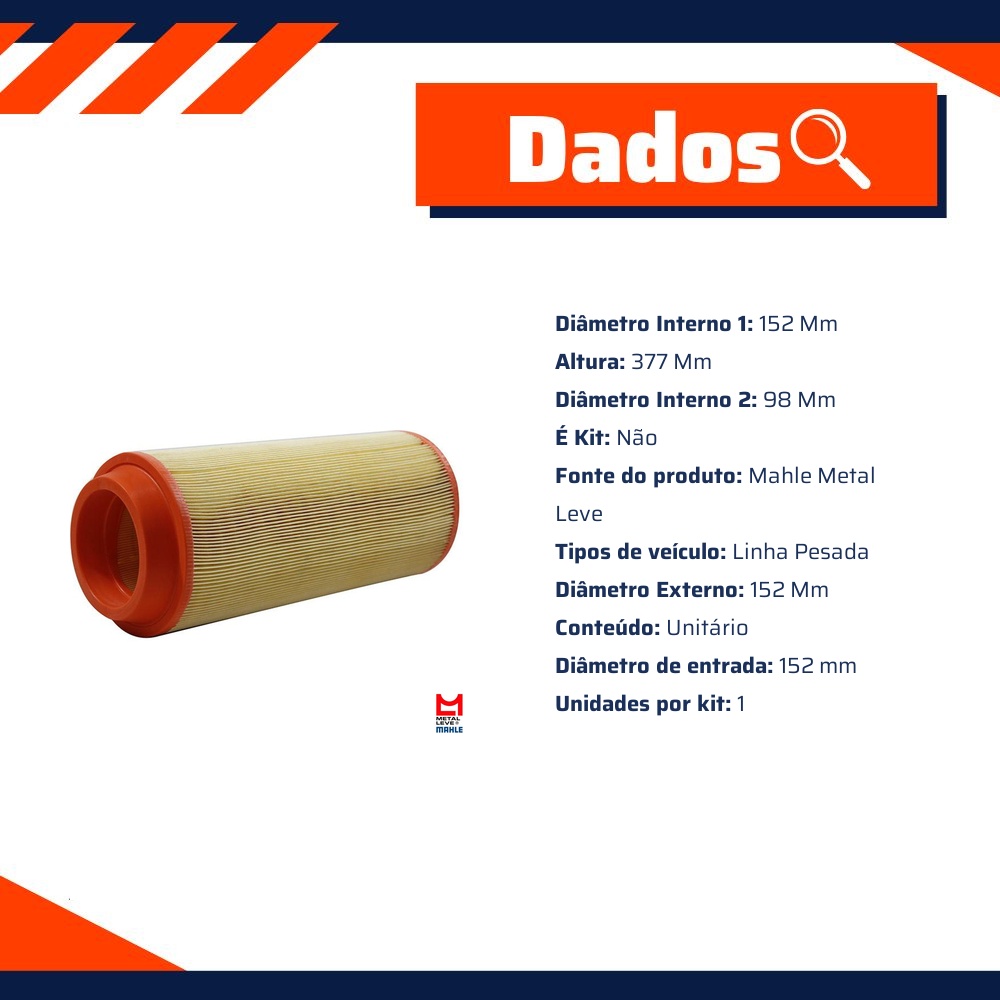 Filtro de Ar do Motor - Mahle Metal Leve - LX1673