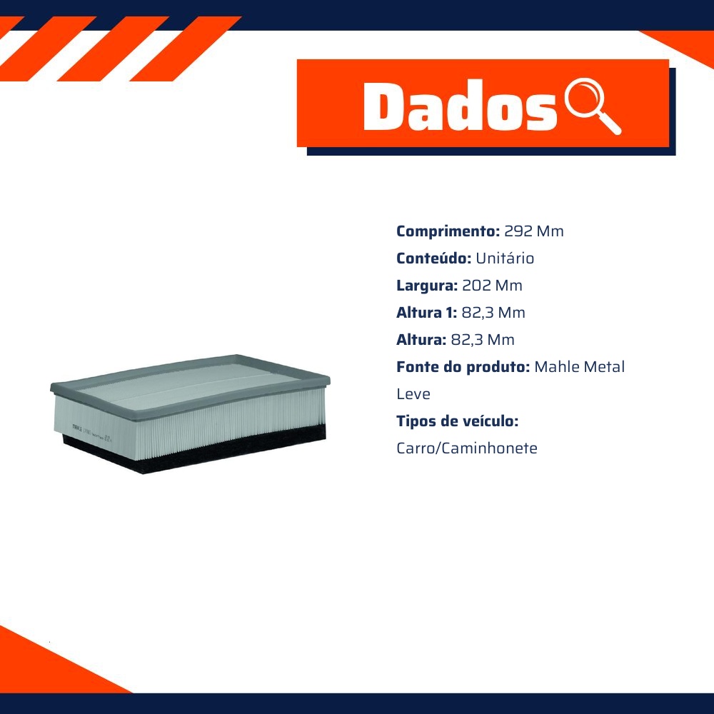 Filtro de Ar para Renault Master - Mahle Metal Leve - LX1883