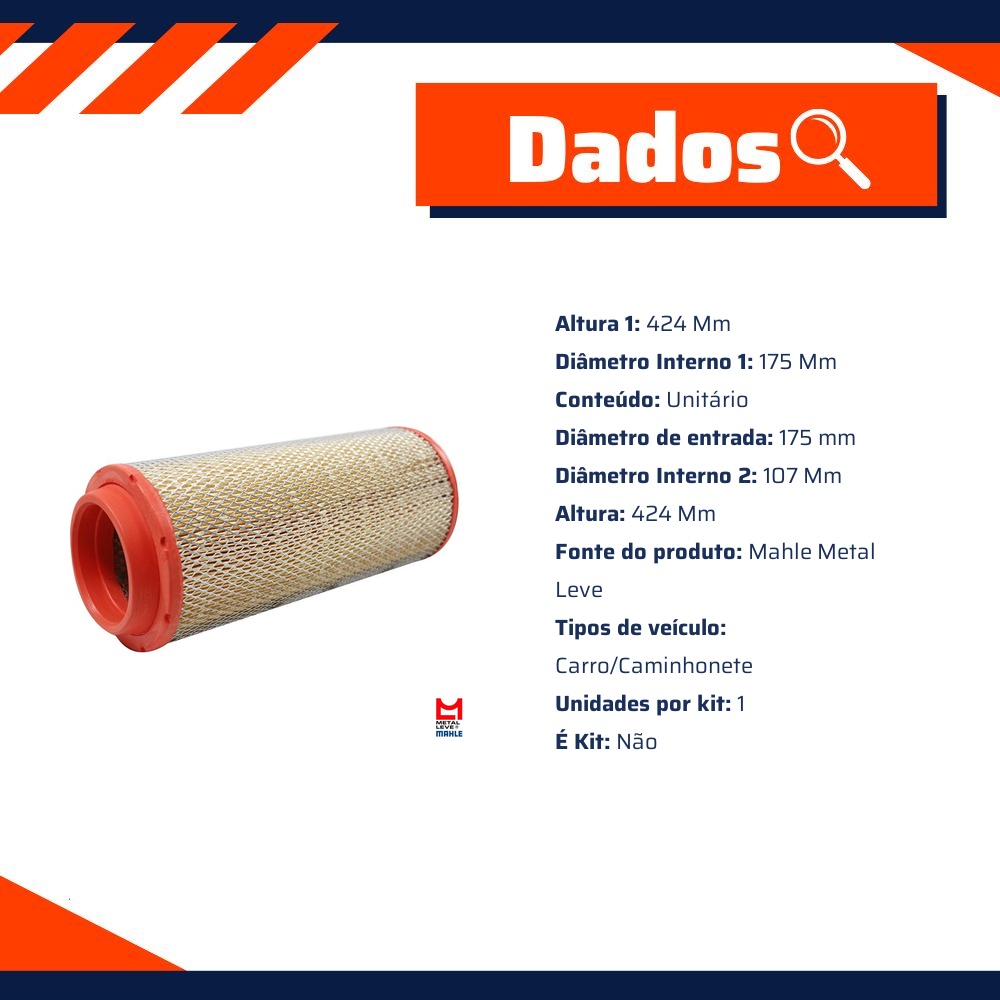 Filtro de Ar do Motor - Mahle Metal Leve - LX2532