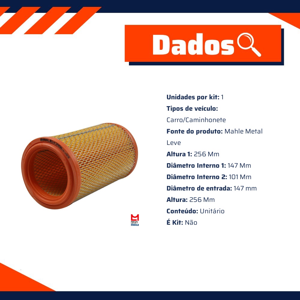 Filtro de Ar do Motor - Mahle Metal Leve - LX3956
