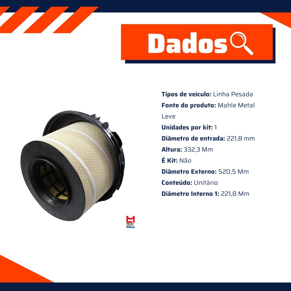 Filtro de Ar do Motor - Mahle Metal Leve - LX814/1