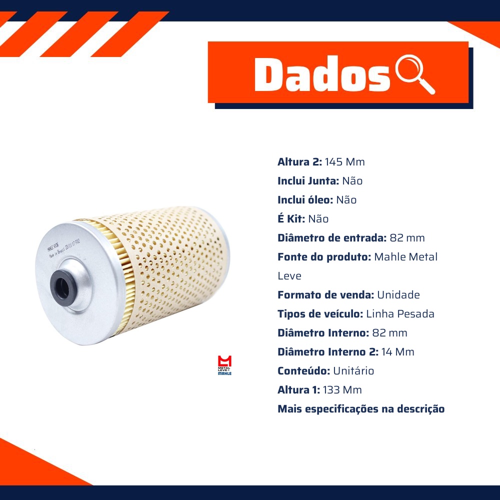 Filtro de Combustível para Mercedes-Benz Ls 1935 - Mahle Metal Leve - KX36