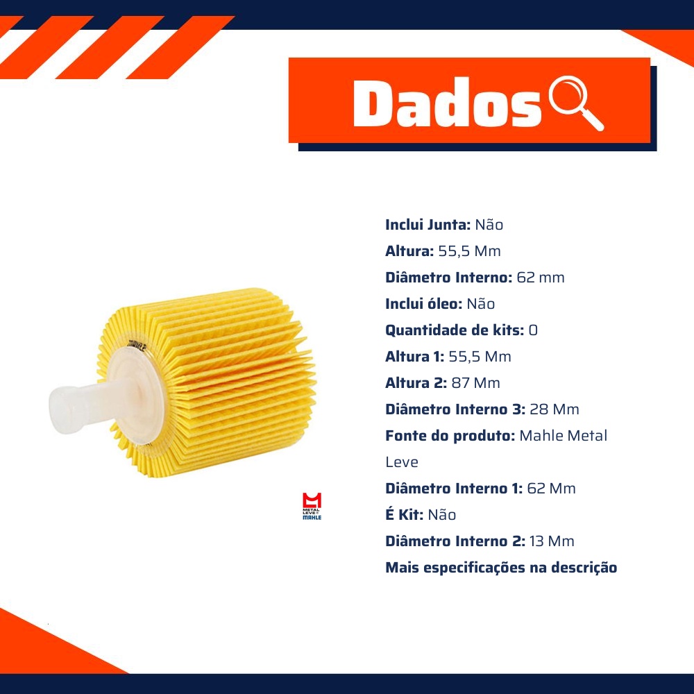 Filtro de Óleo Lubrificante - Mahle Metal Leve - OX1041D
