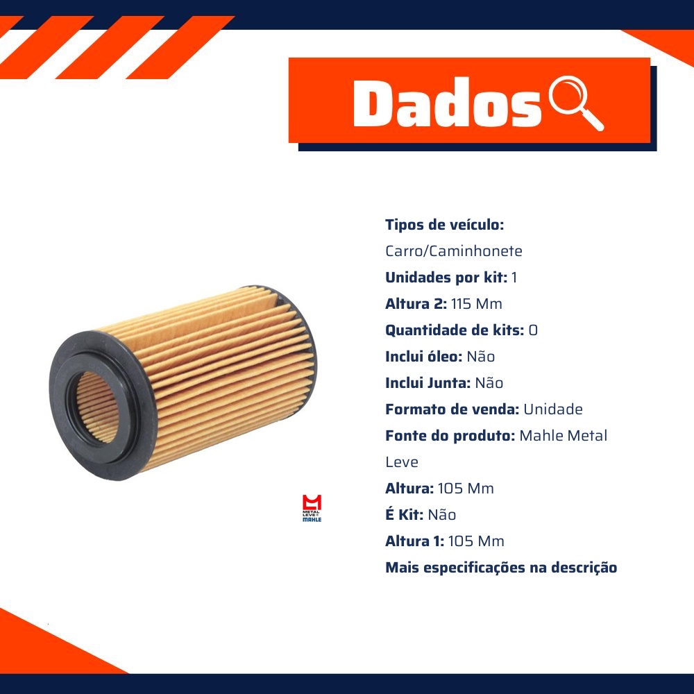 Filtro de Óleo Lubrificante - Mahle Metal Leve - OX153/7D