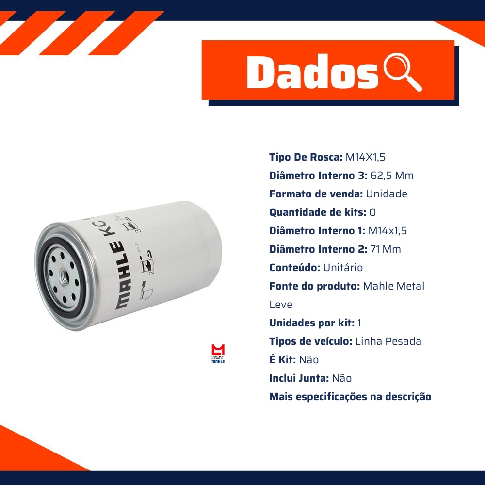 Filtro Blindado de Combustível - Mahle Metal Leve - KC186