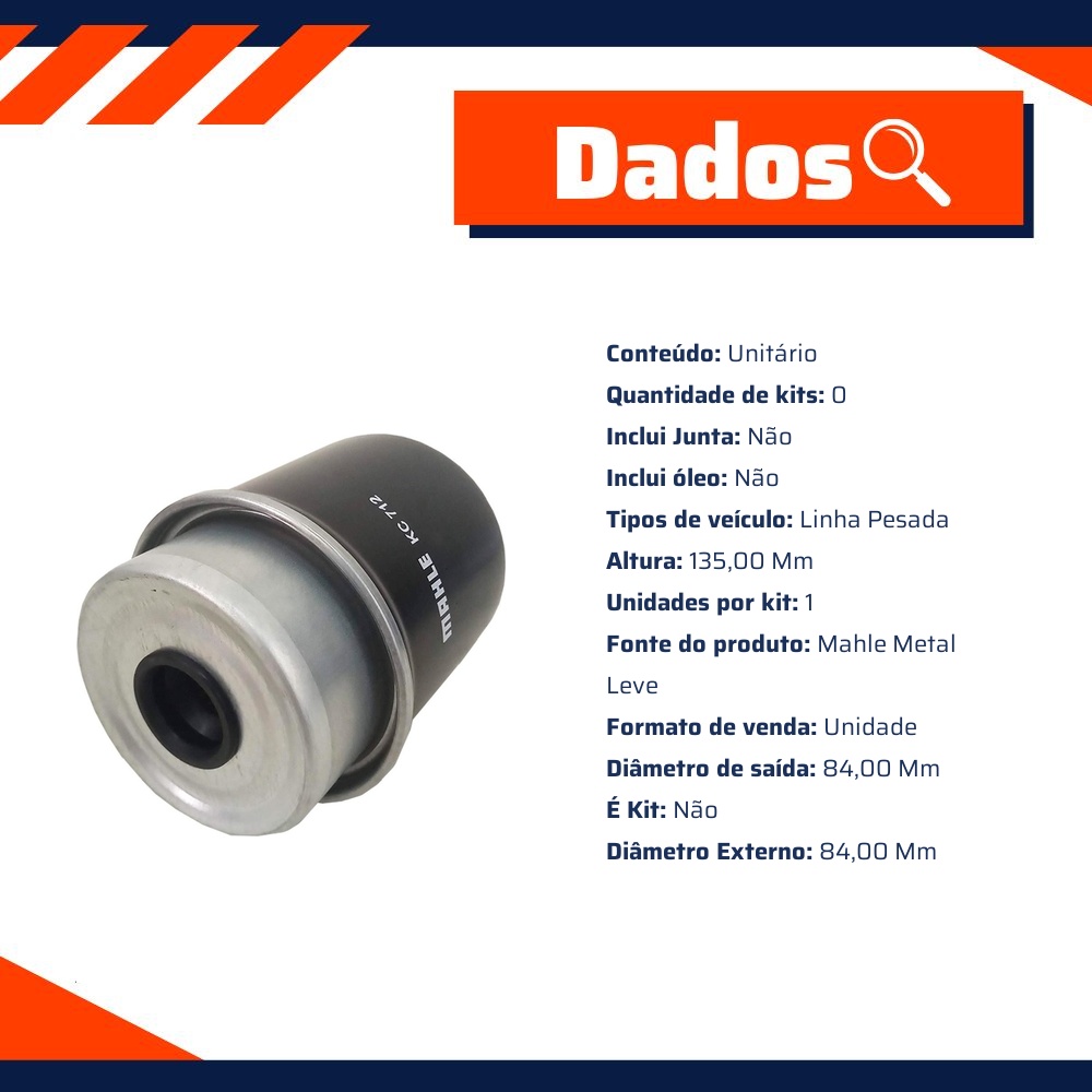 Filtro Blindado de Combustível - Mahle Metal Leve - KC712