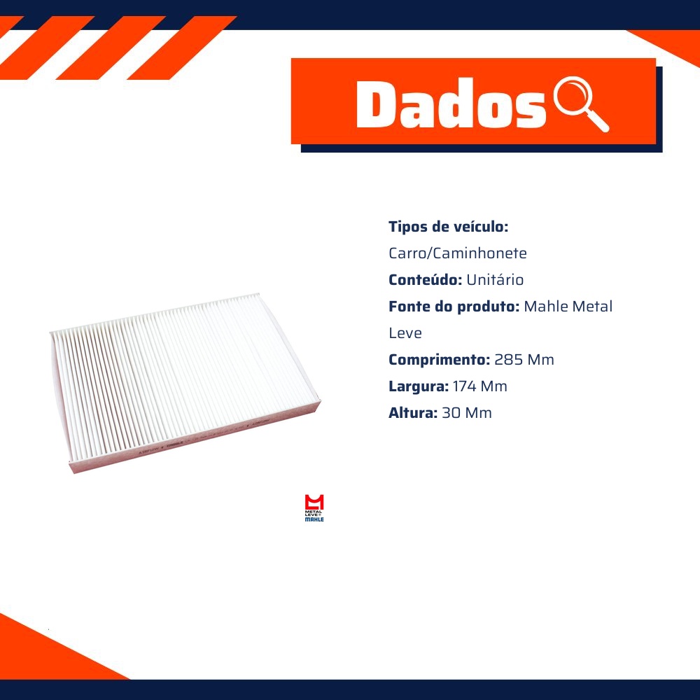 FIltro de Ar Condicionado Cabine - Mahle Metal Leve - LA138