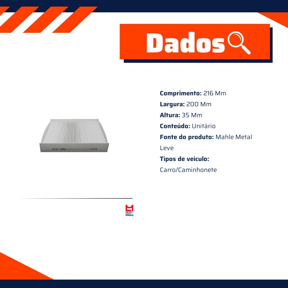 FIltro de Ar Condicionado Cabine - Mahle Metal Leve - LA1477