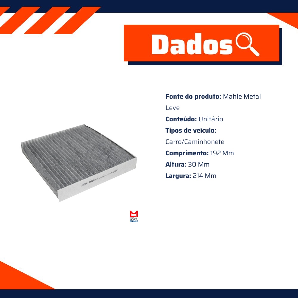 FIltro de Ar Condicionado Cabine - Mahle Metal Leve - LAK490