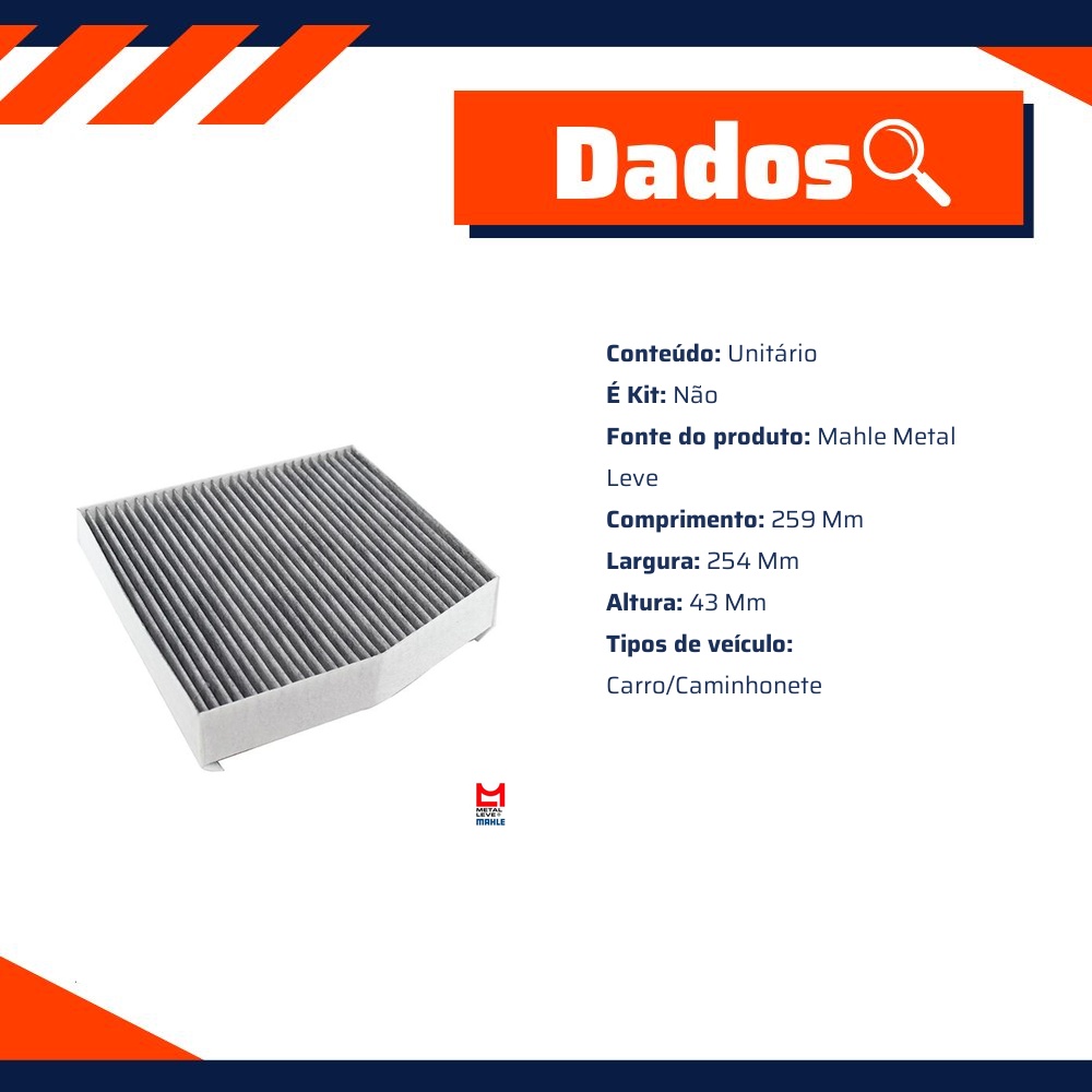 FIltro de Ar Condicionado Cabine - Mahle Metal Leve - LAK879