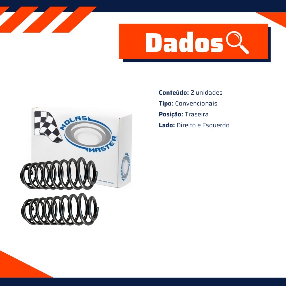 Par de Molas Suspensão Traseiro Direito e Esquerdo para Hyundai Azera - Molas Master - MM-3660