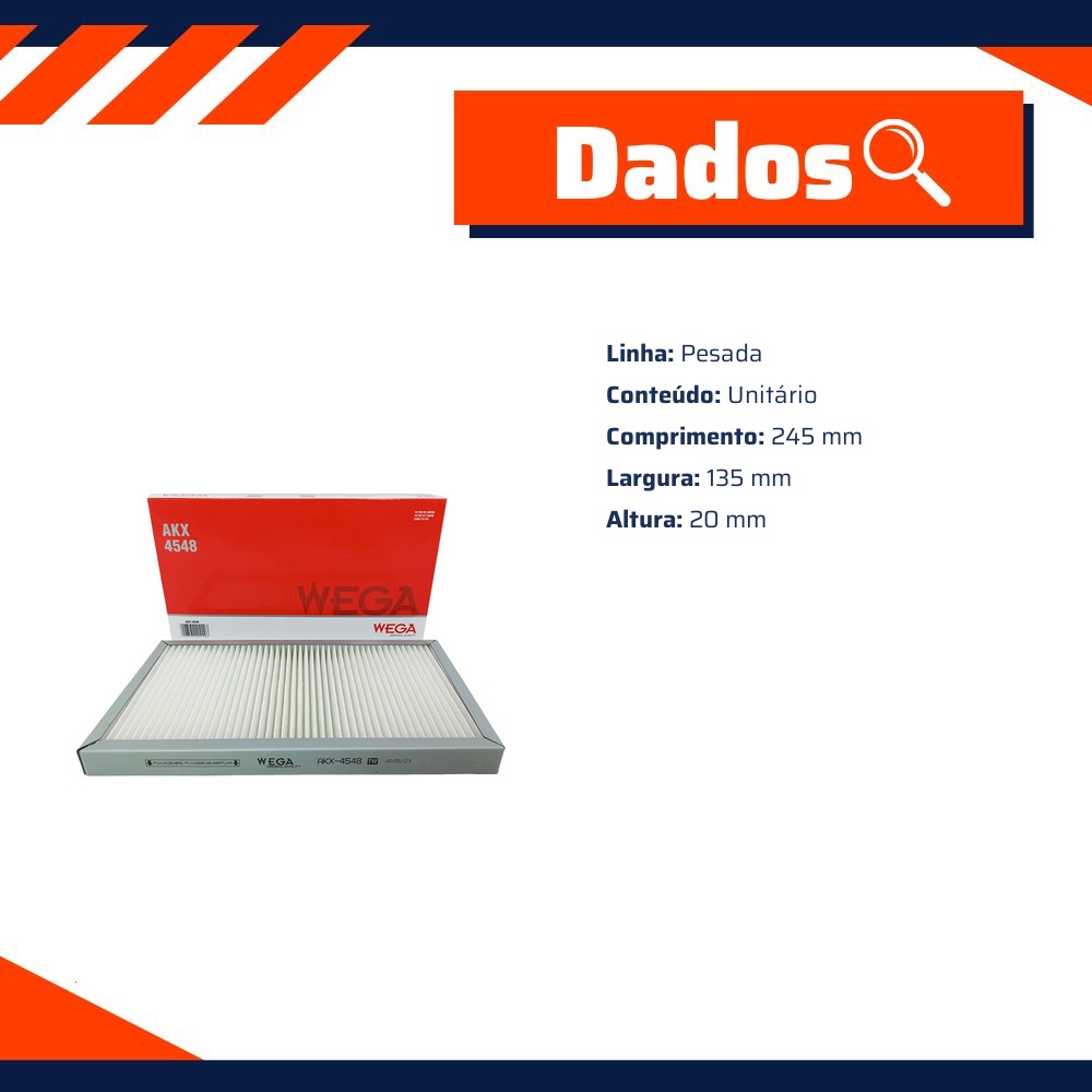 FIltro de Ar Condicionado Cabine - Wega - AKX4548