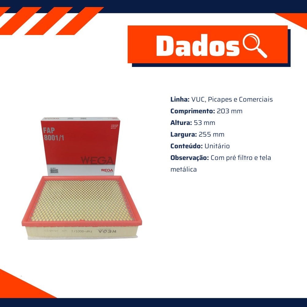 Filtro de Ar para Nissan Frontier - Wega - FAP-8001/1