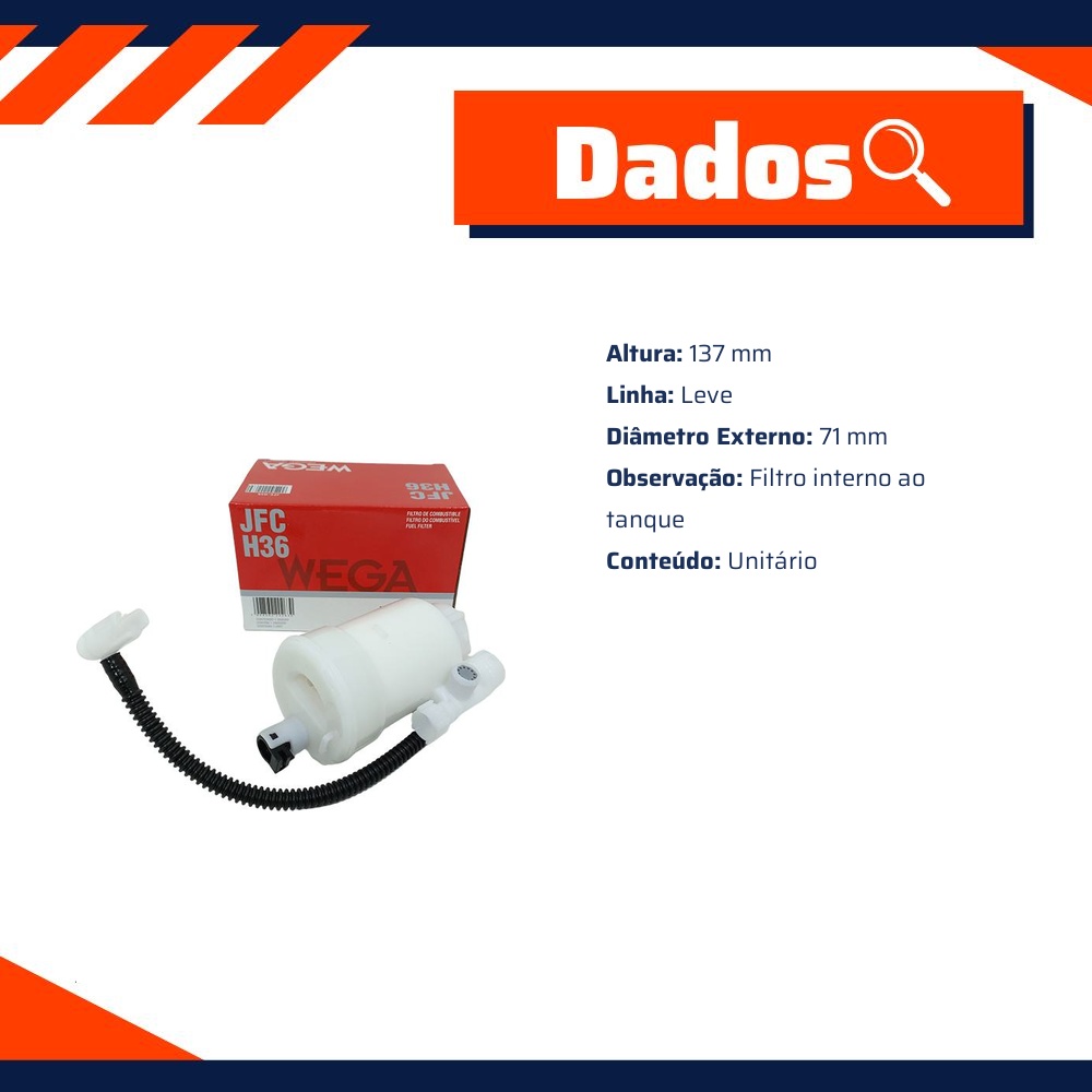 Filtro de Combustível para Hyundai I30 - Wega - JFC-H36