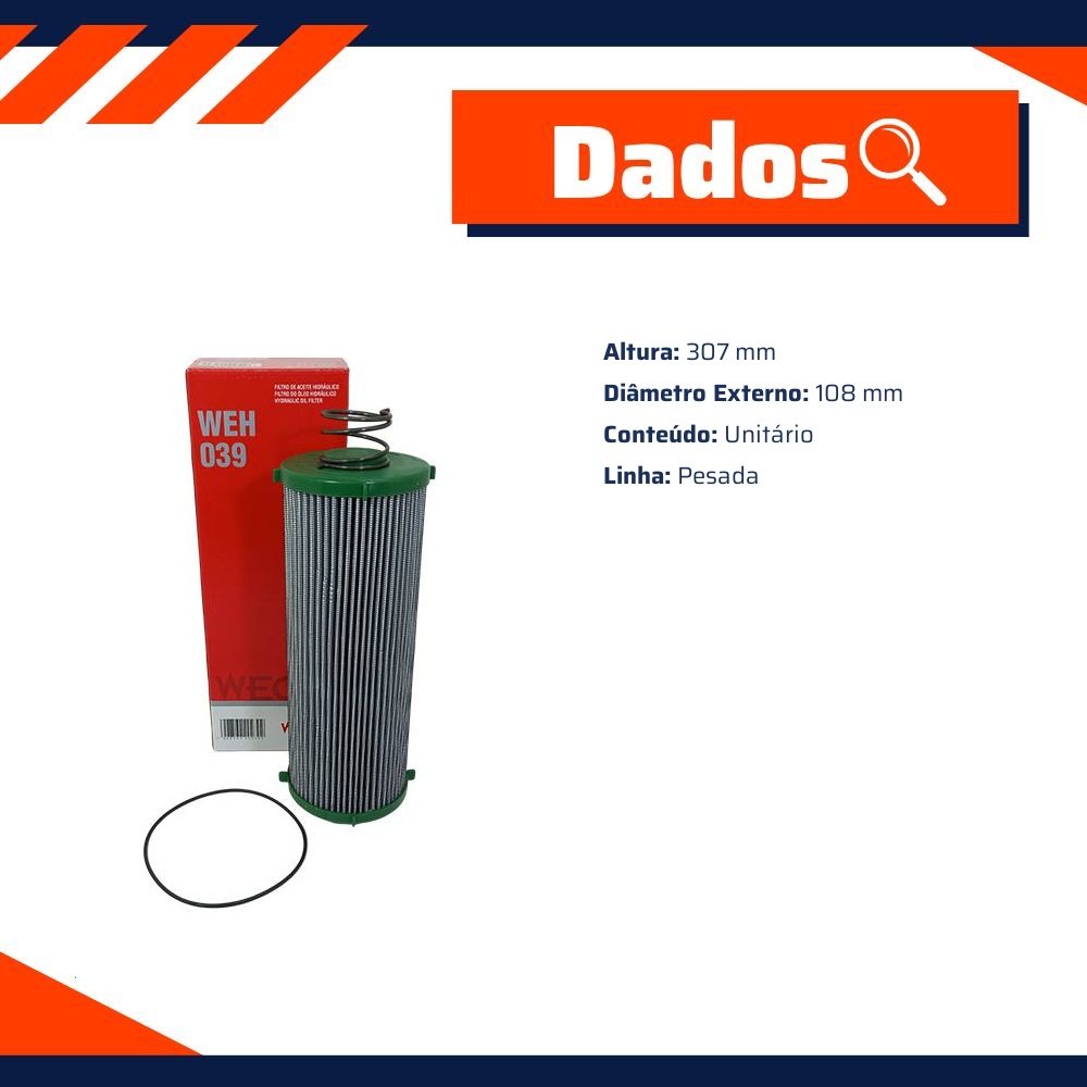 Filtro de Óleo Hidráulico - Wega - WEH-039