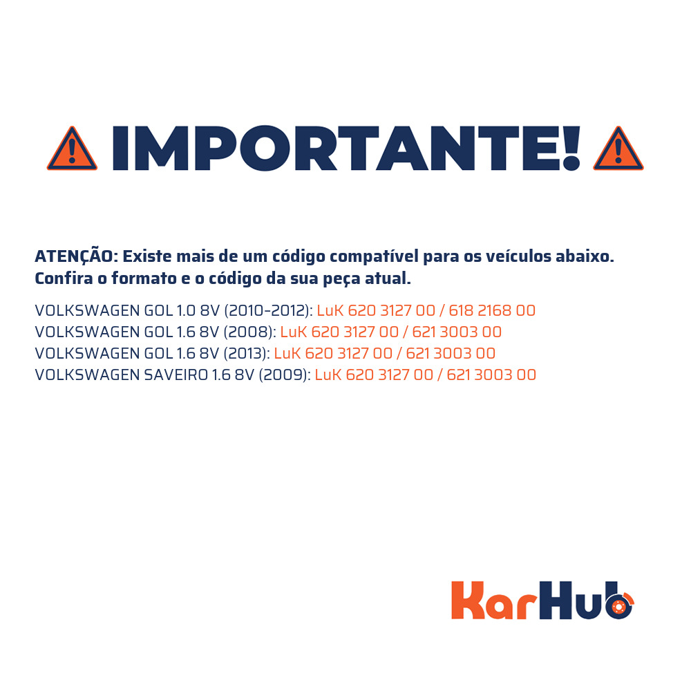 Kit Embreagem Vw Gol Fox Saveiro Voyage Polo Spacefox 1.0 1.6 - LuK - 620 3127 00