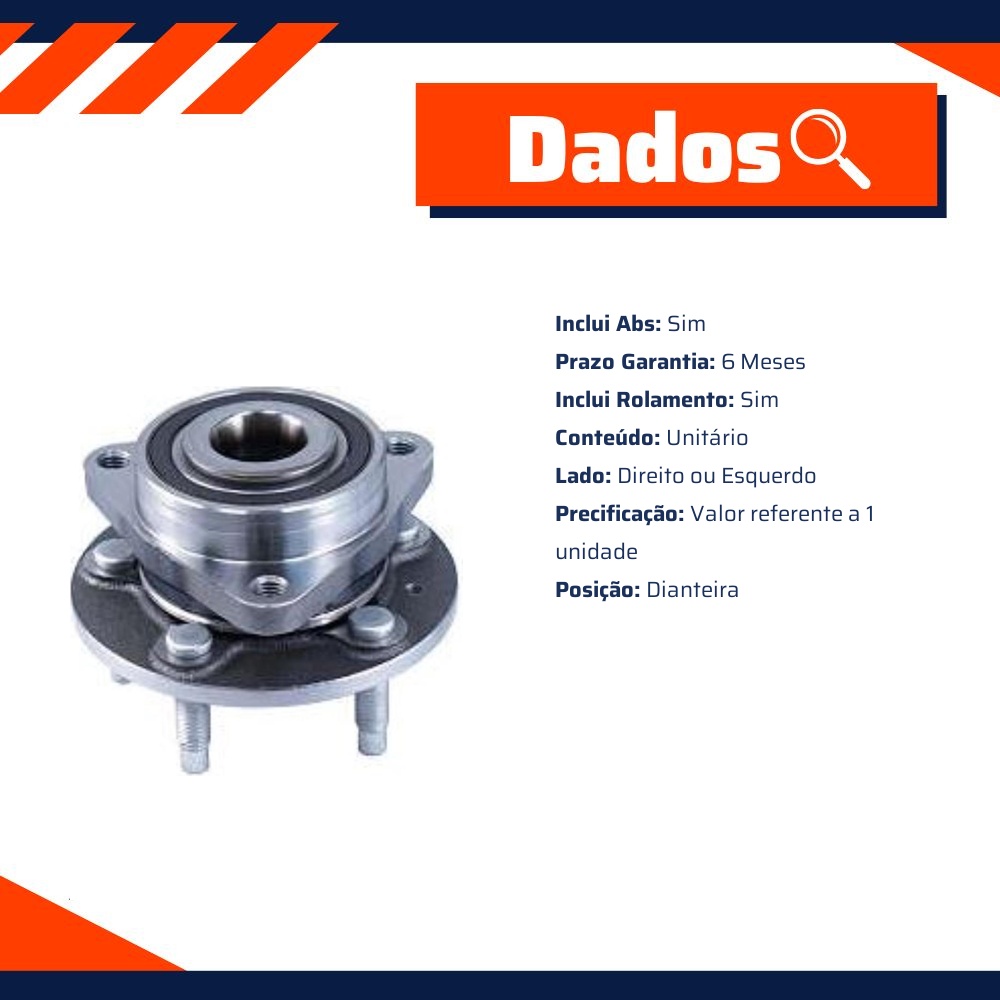 Cubo de Roda Dianteiro com Rolamento e ABS para Chevrolet Cruze e Cruze Sport6 - Cofap - CRC04043